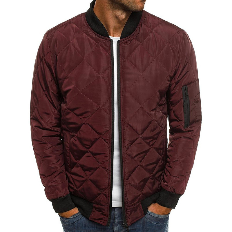 Men's Clothing Tops Jackets Coats Men's Plaid Cotton Jacket Diamond Grid Thickened Stand Collar Winter Coat Warm Men's Cotton Coat