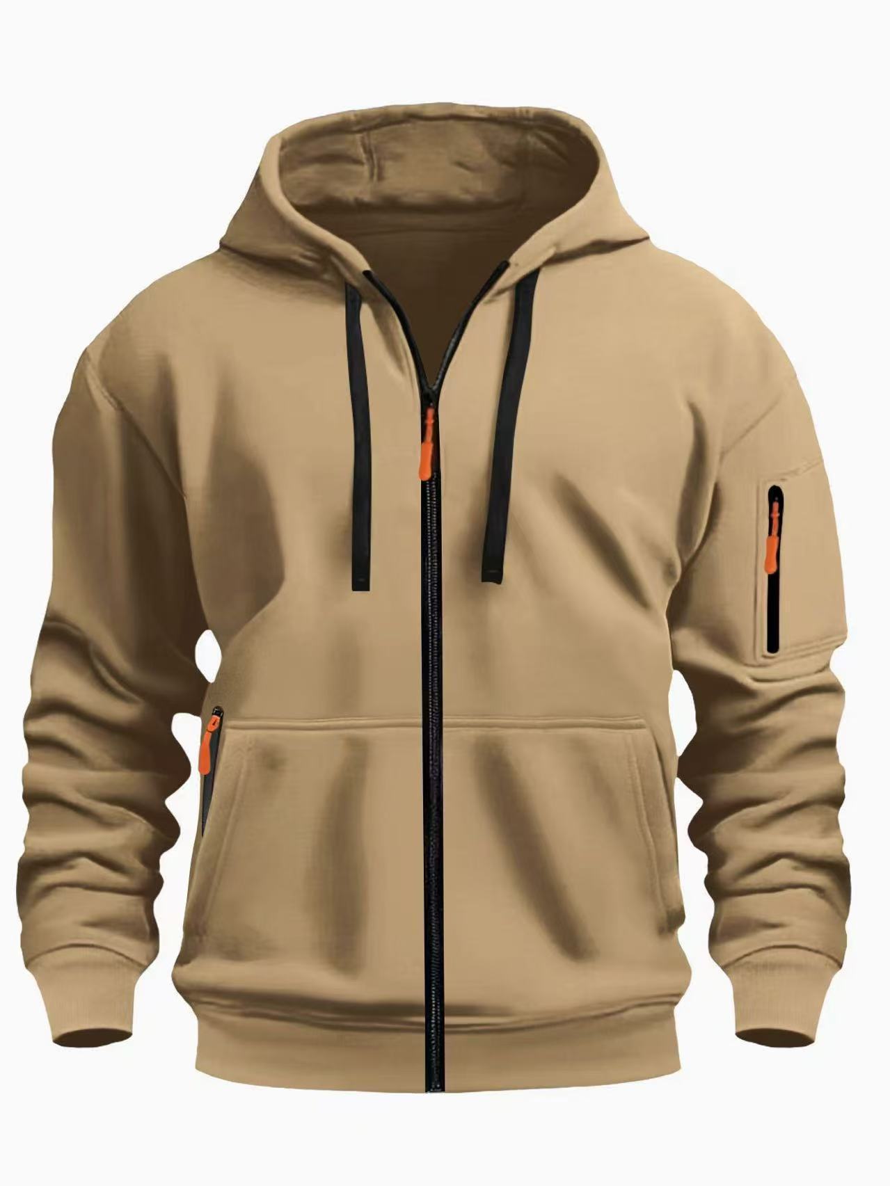 Men's Clothing Tops Sweatshirts Hoodies Spring Autumn Men's Zipper Hoodie Zipper Round Neck Casual Men's Wear