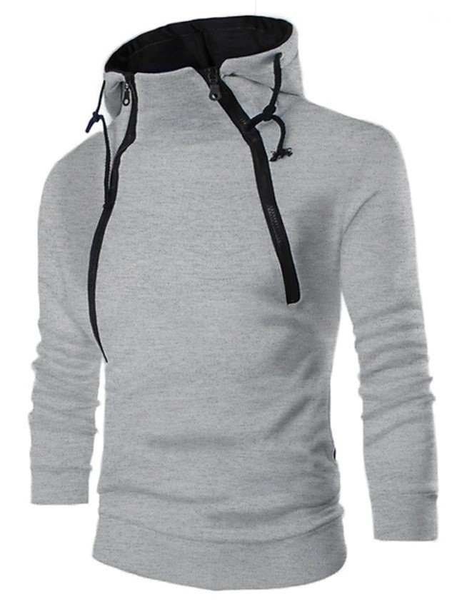 Men's Clothing Tops Sweatshirts Hoodies Spring Autumn New Fashion Dual Zippered Front Colorblocked Hooded Sweatshirt for Men