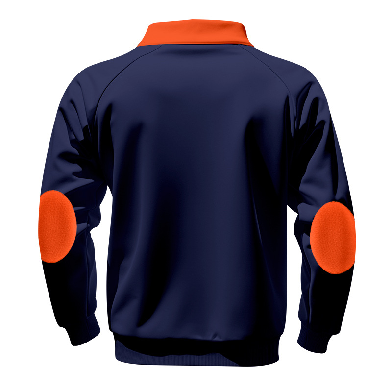 Men's Clothing Tops Sweatshirts American-Style Men's Heavyweight Insulated Zippered Sweatshirt with Patchwork for Personalized Casual Look