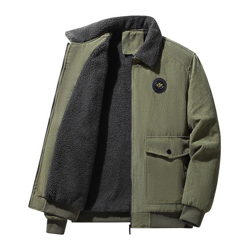 Men's Clothing Tops Jackets Coats Autumn Winter Corduroy Lambhair Jacket for Men Loose Fit with Thick Velvet Casual Lapel Jacket for Men