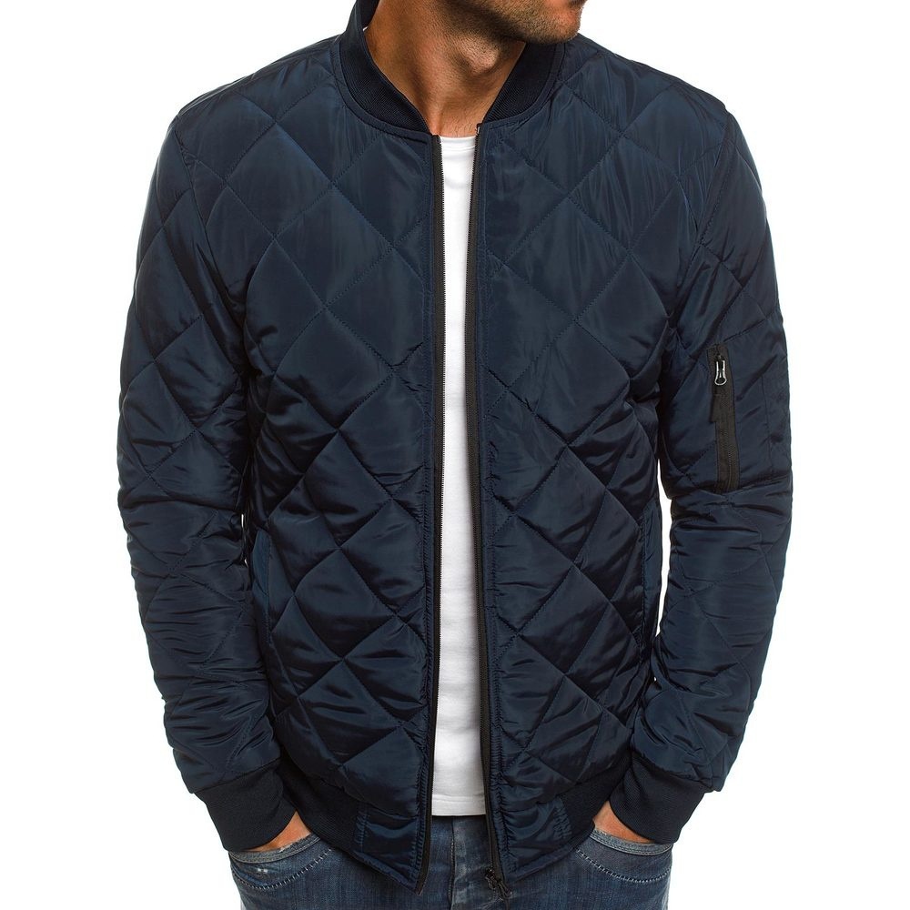 Men's Clothing Tops Jackets Coats Men's Plaid Cotton Jacket Diamond Grid Thickened Stand Collar Winter Coat Warm Men's Cotton Coat