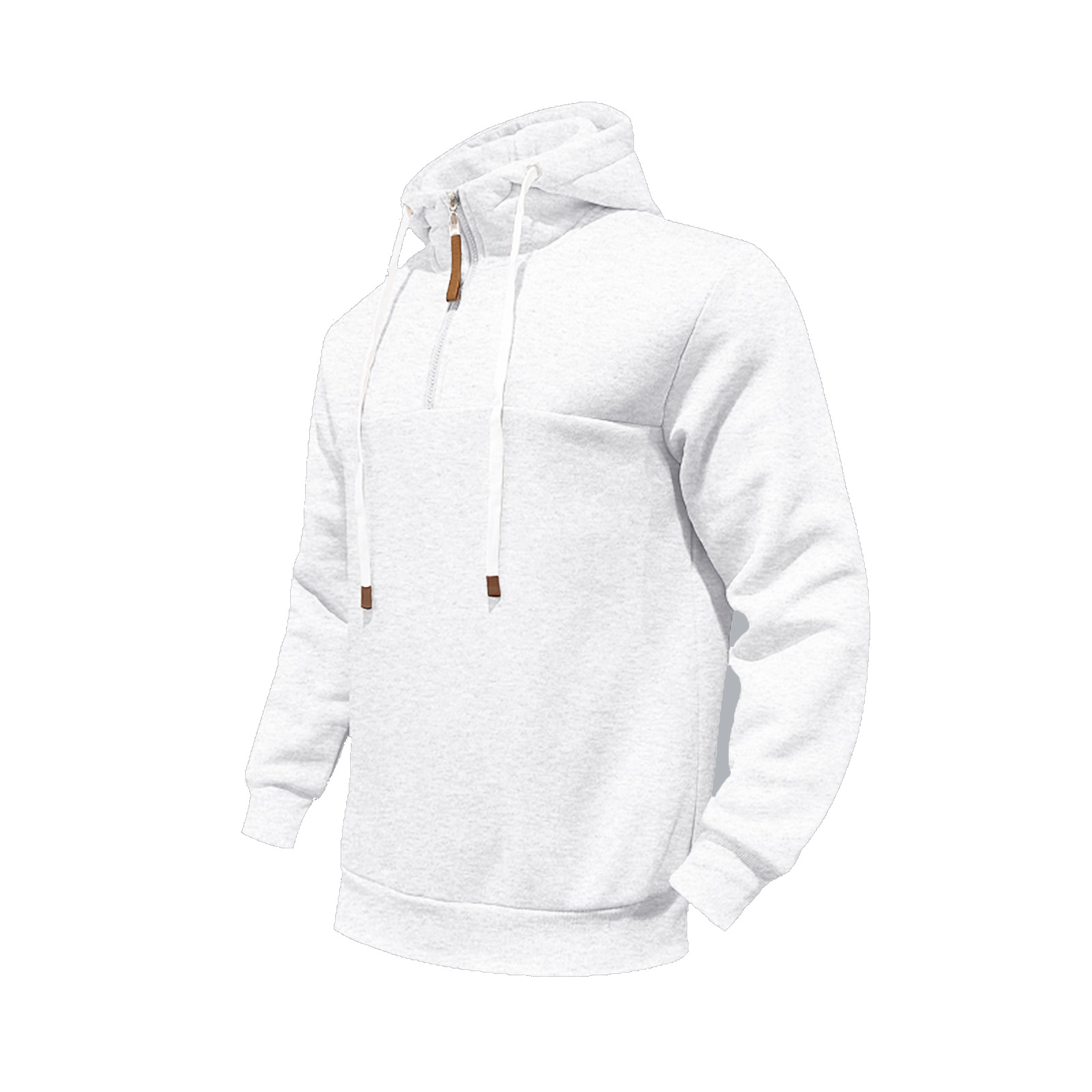 Men's Clothing Tops Sweatshirts Hoodies Classic Men's Fleece-Lined Half-Zip Trendy Hooded Double-Panel Overlap Long Sleeve Loose Oversized Couple Sweatshirt