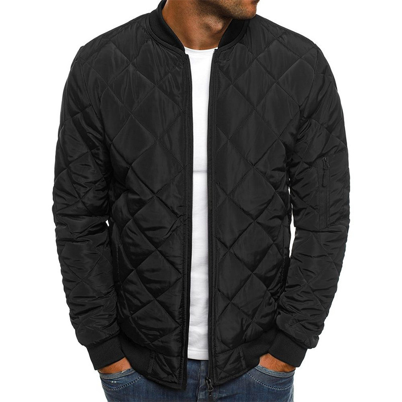 Men's Clothing Tops Jackets Coats Men's Plaid Cotton Jacket Diamond Grid Thickened Stand Collar Winter Coat Warm Men's Cotton Coat