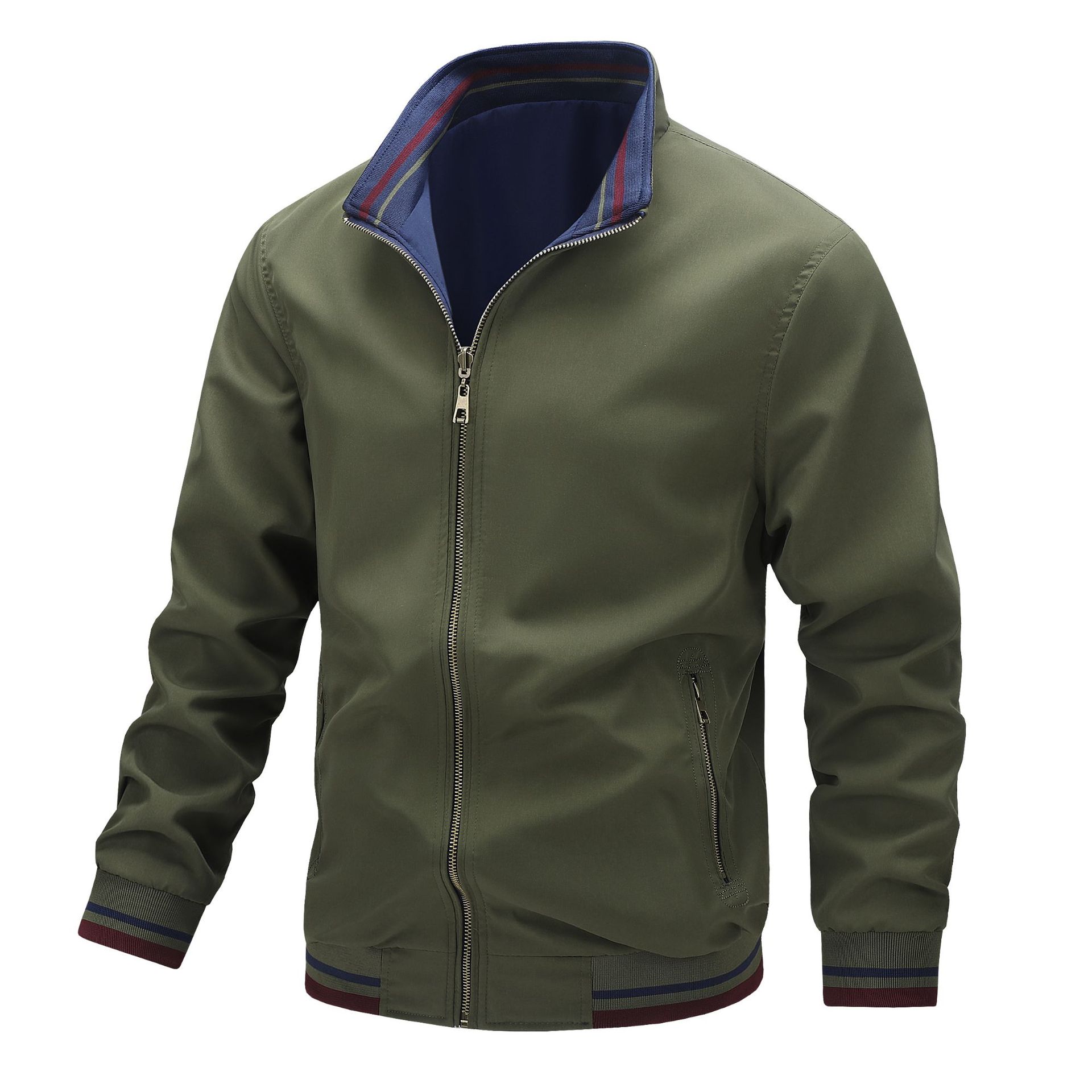 Men's Clothing Tops Jackets Coats Spring Autumn Double Sided Stand Collar Casual Jacket Flight Jacket Men's Jacket