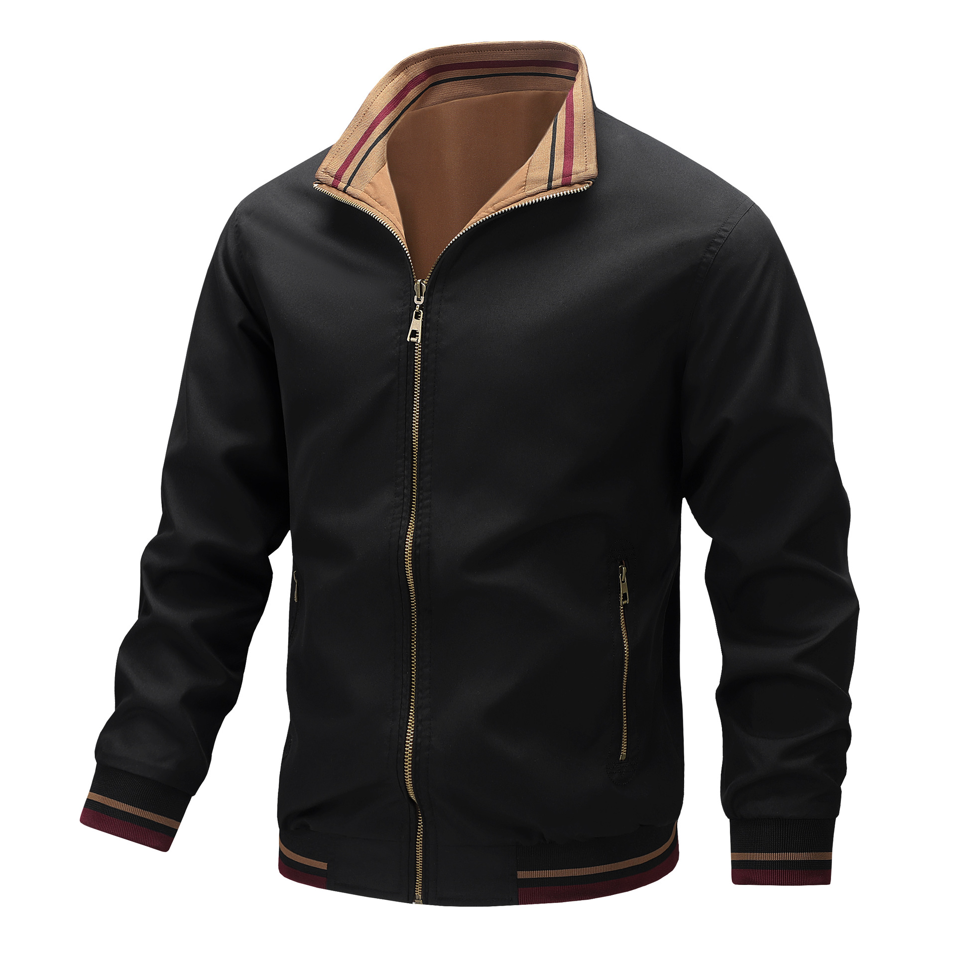 Men's Clothing Tops Jackets Coats Spring Autumn Double Sided Stand Collar Casual Jacket Flight Jacket Men's Jacket