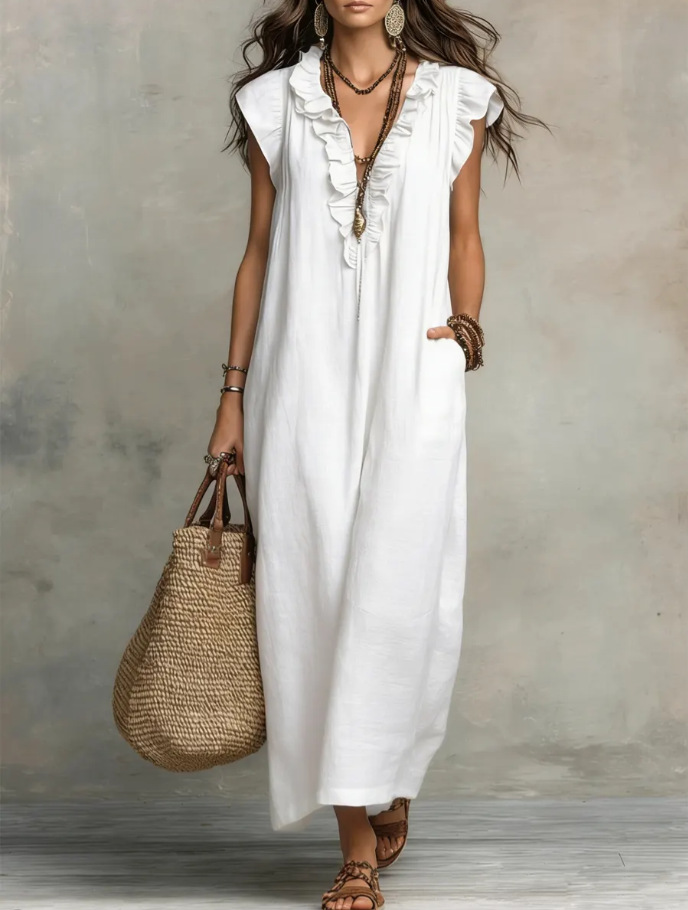 Women's Clothing Dresses New Bohemian Flying Pleated Sleeves Long Dress