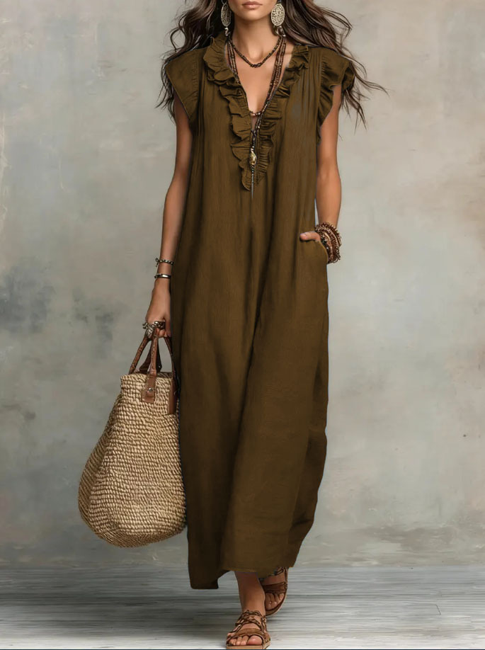 Women's Clothing Dresses New Bohemian Flying Pleated Sleeves Long Dress