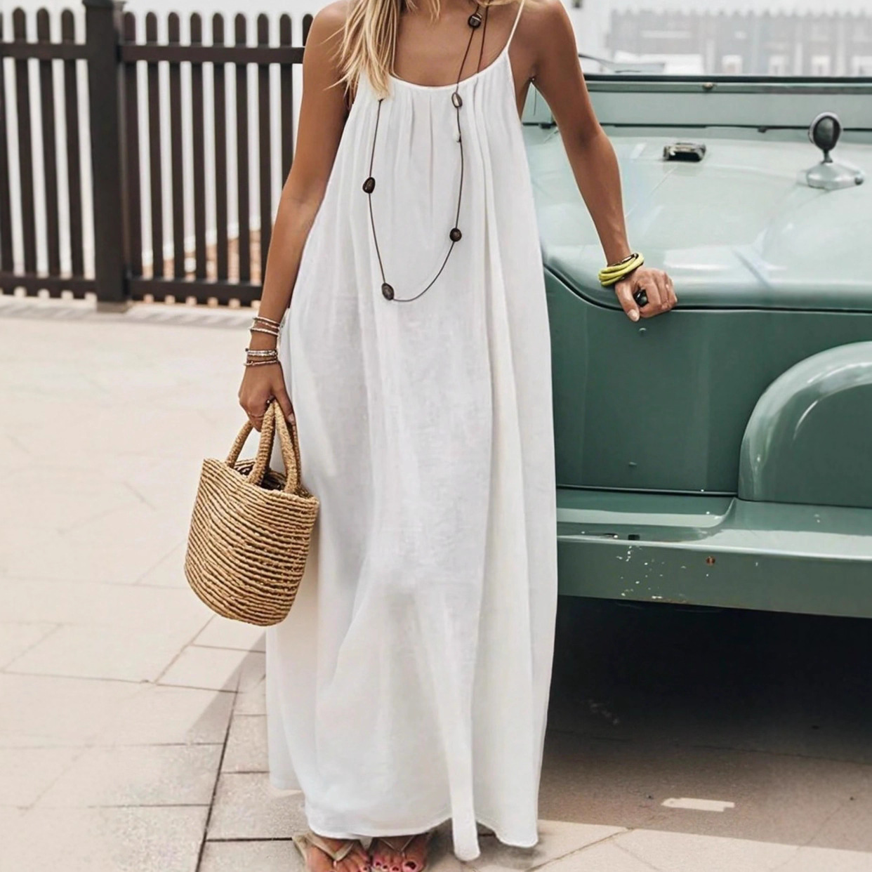 Women's Clothing Dresses New Women's Backless Loose Housecoat Dress with Straps