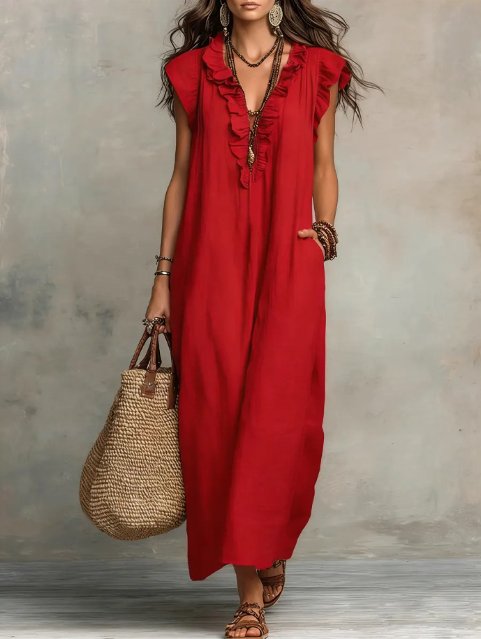 Women's Clothing Dresses New Bohemian Flying Pleated Sleeves Long Dress