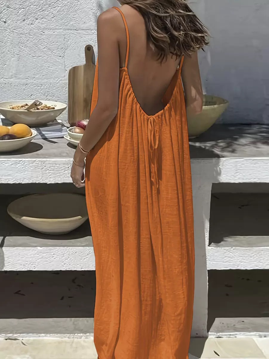 Women's Clothing Dresses New Women's Backless Loose Housecoat Dress with Straps