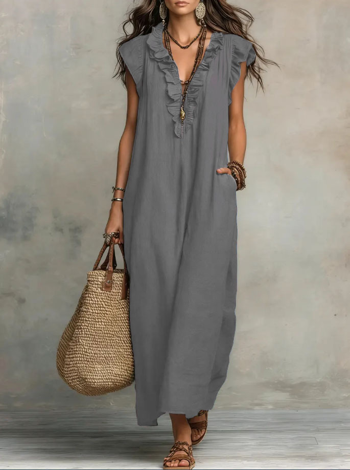 Women's Clothing Dresses New Bohemian Flying Pleated Sleeves Long Dress