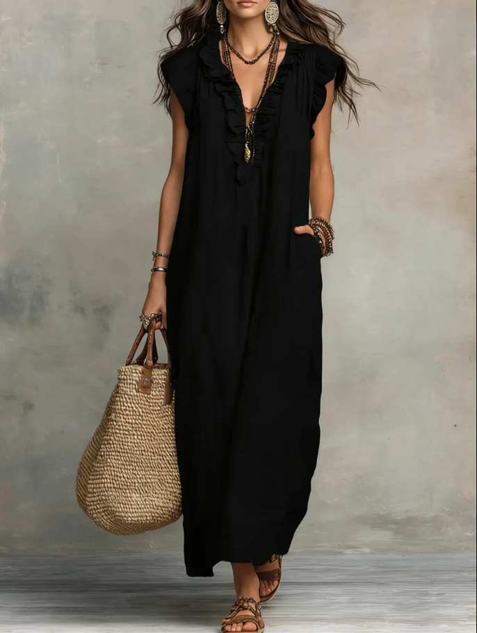 Women's Clothing Dresses New Bohemian Flying Pleated Sleeves Long Dress
