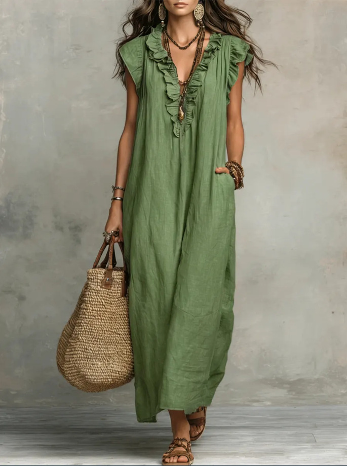 Women's Clothing Dresses New Bohemian Flying Pleated Sleeves Long Dress