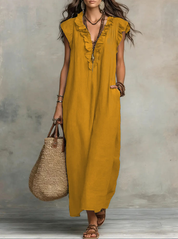 Women's Clothing Dresses New Bohemian Flying Pleated Sleeves Long Dress