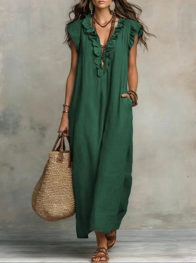 Women's Clothing Dresses New Bohemian Flying Pleated Sleeves Long Dress