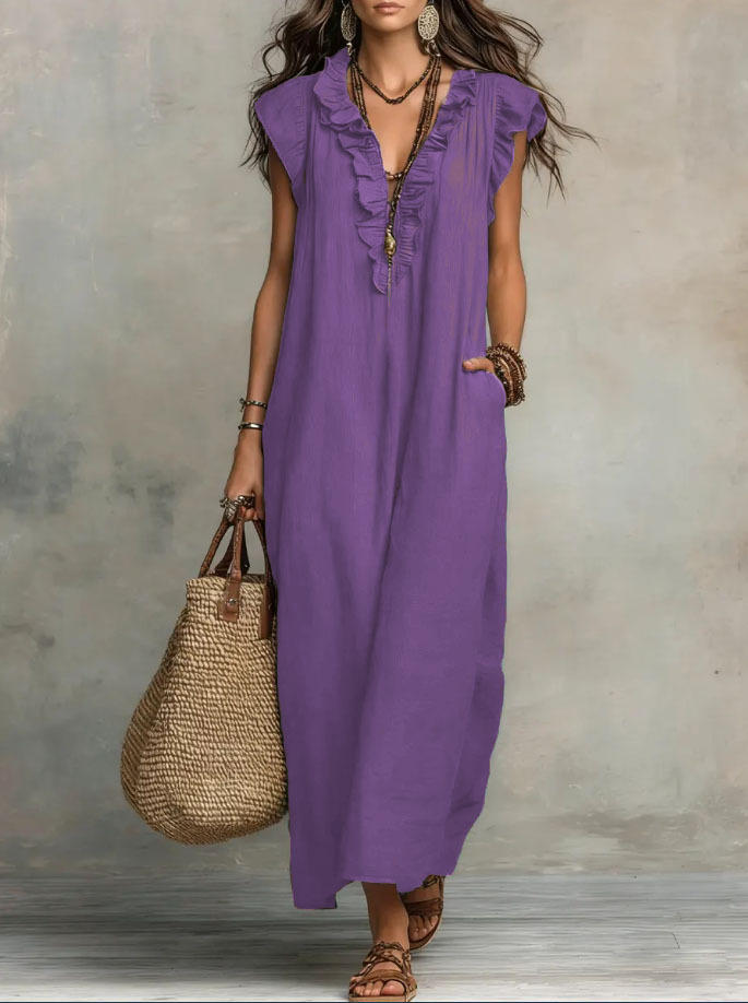 Women's Clothing Dresses New Bohemian Flying Pleated Sleeves Long Dress