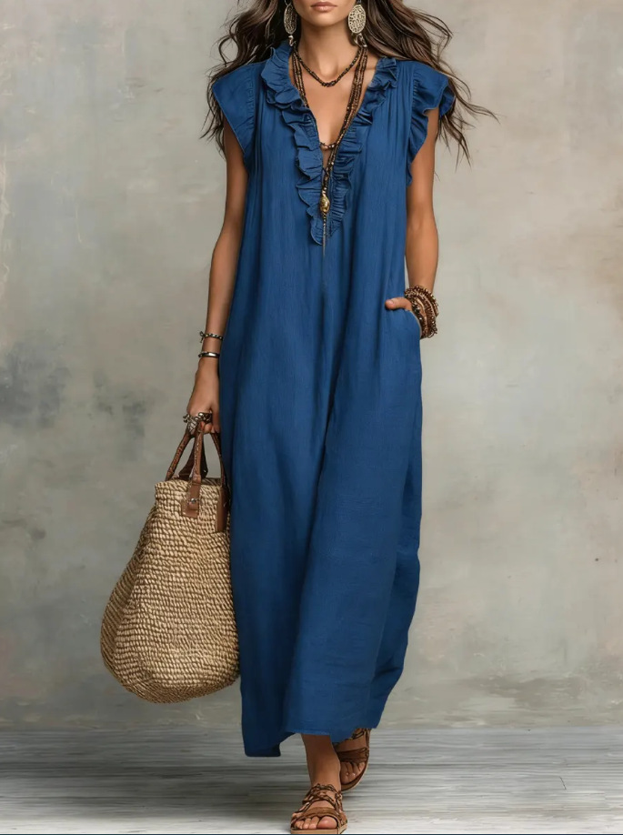 Women's Clothing Dresses New Bohemian Flying Pleated Sleeves Long Dress