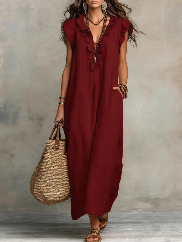 Women's Clothing Dresses New Bohemian Flying Pleated Sleeves Long Dress