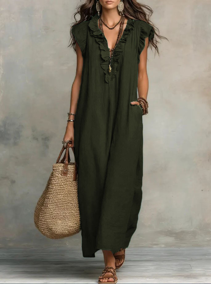 Women's Clothing Dresses New Bohemian Flying Pleated Sleeves Long Dress