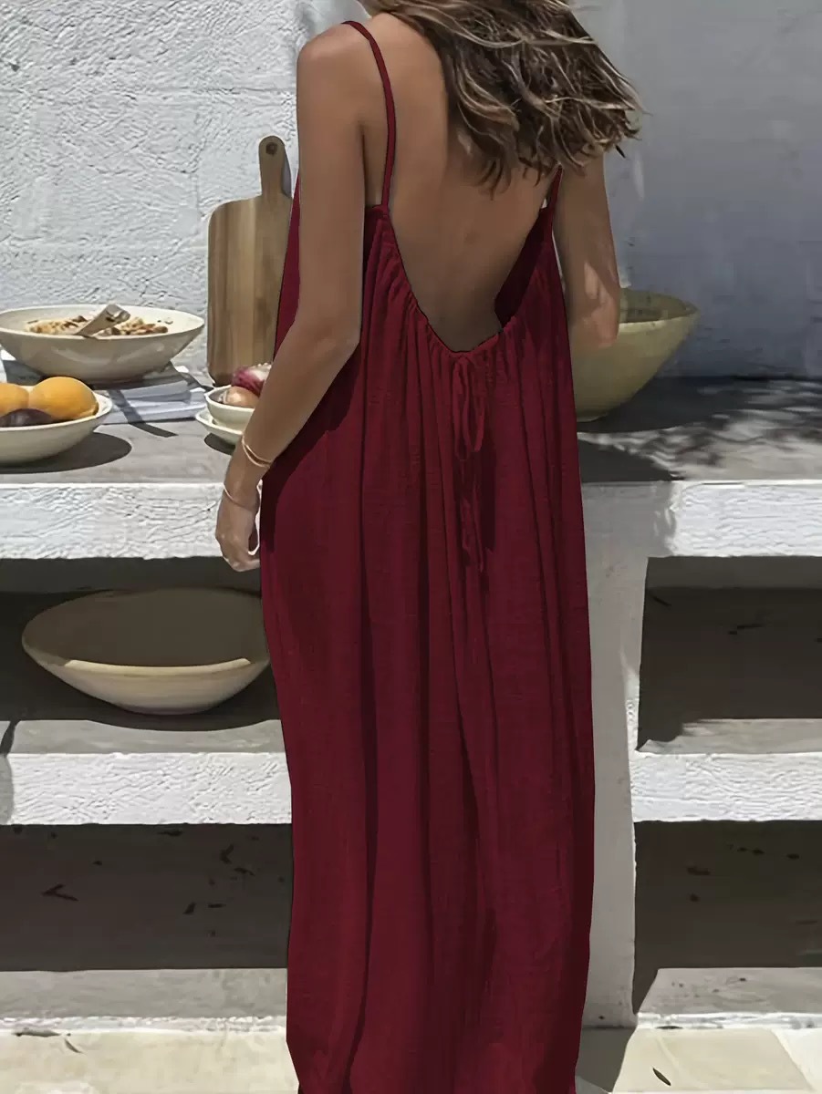 Women's Clothing Dresses New Women's Backless Loose Housecoat Dress with Straps