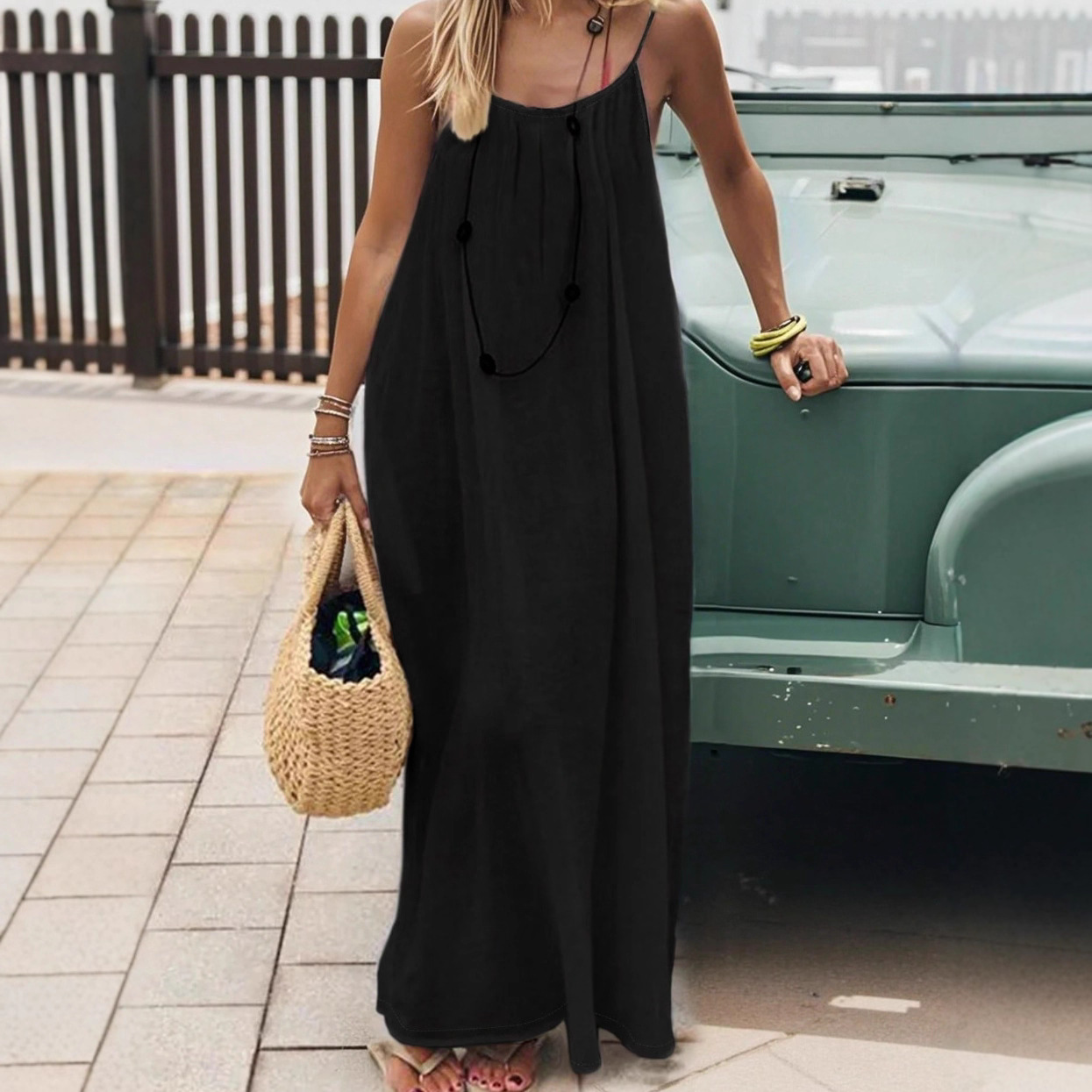 Women's Clothing Dresses New Women's Backless Loose Housecoat Dress with Straps