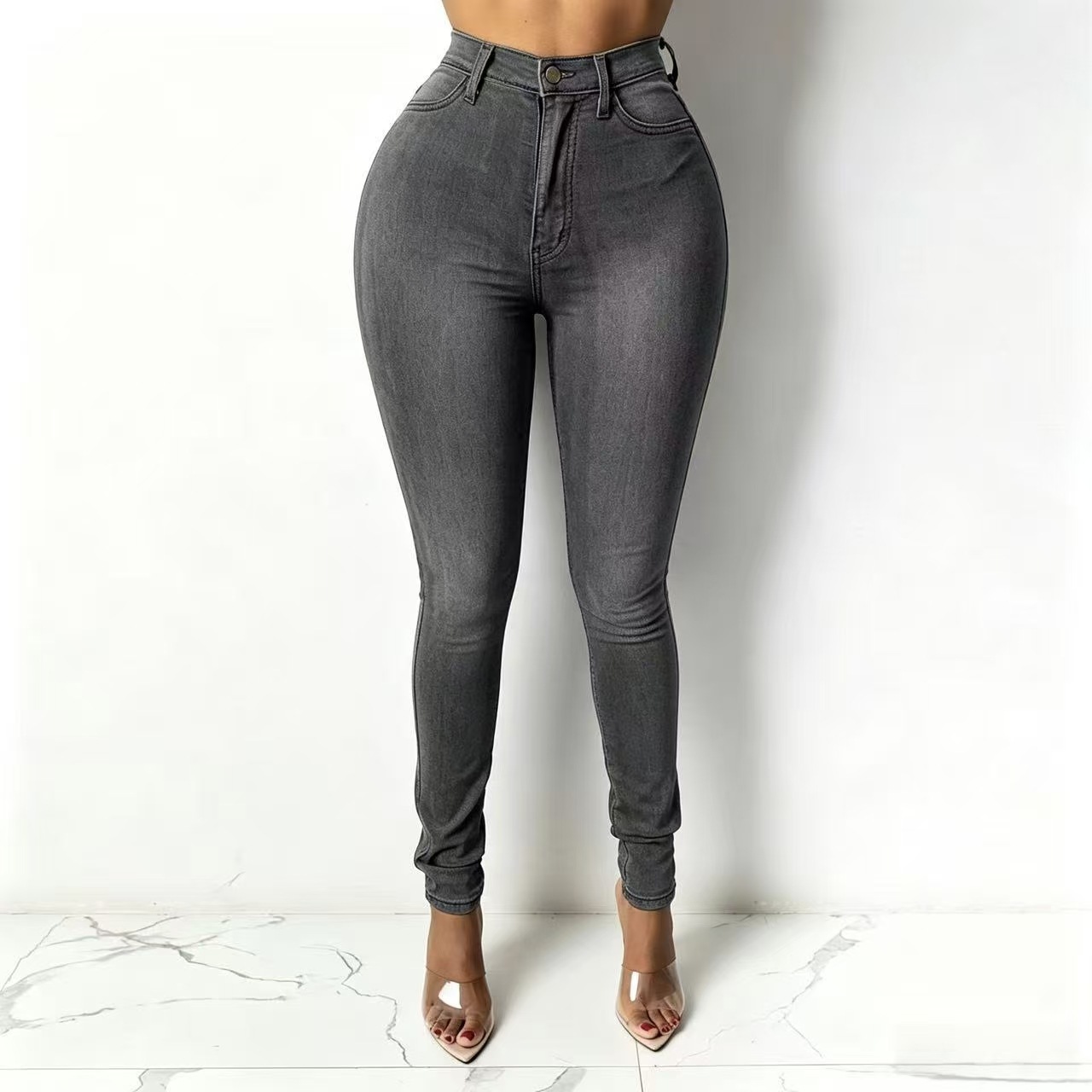 Jean Trouser Lady Women's High-Waisted Slim-Fitting Pencil Jeans Women's Clothing Bottoms Jeans
