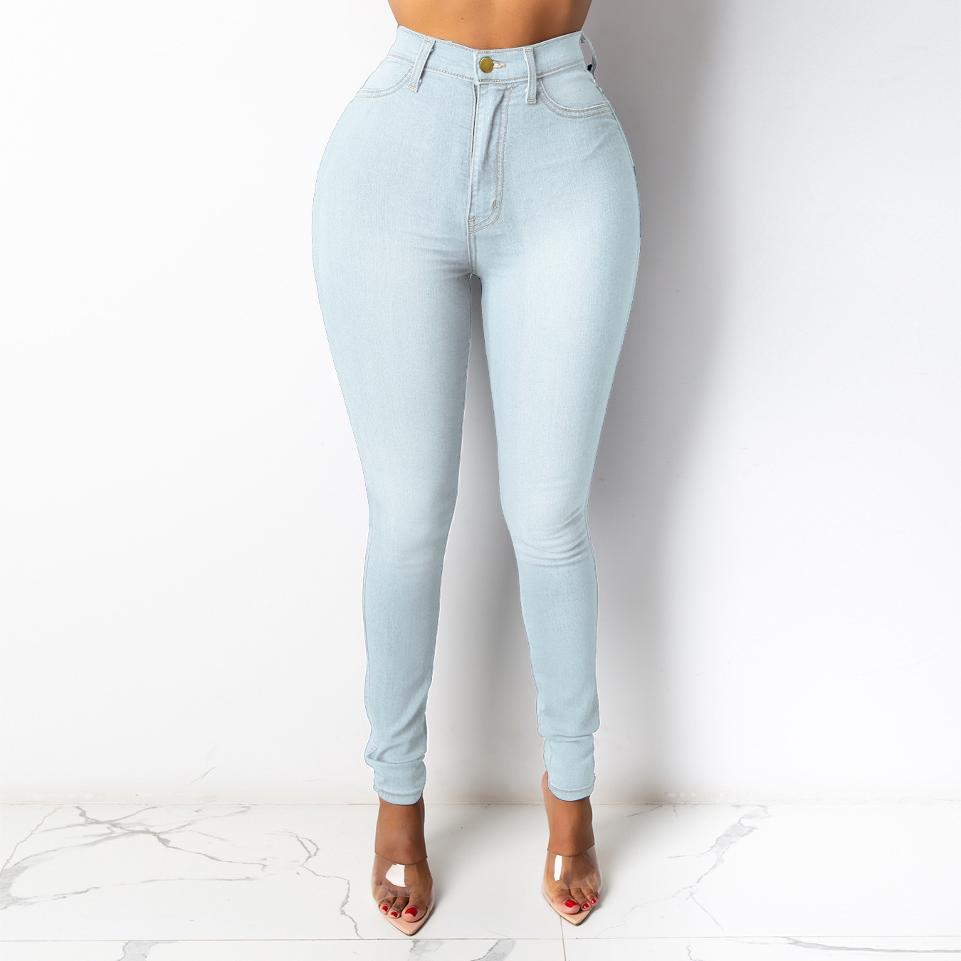 Jean Trouser Lady Women's High-Waisted Slim-Fitting Pencil Jeans Women's Clothing Bottoms Jeans