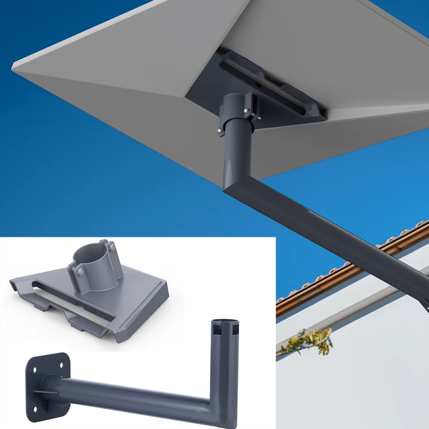 Starlink Gen 3 Mount for V3 V4 Starlink Standard Kit Dish Long Pipe Wall Mount Set Antenna Bracket Satellite Internet L Shaped Mount with Adapter