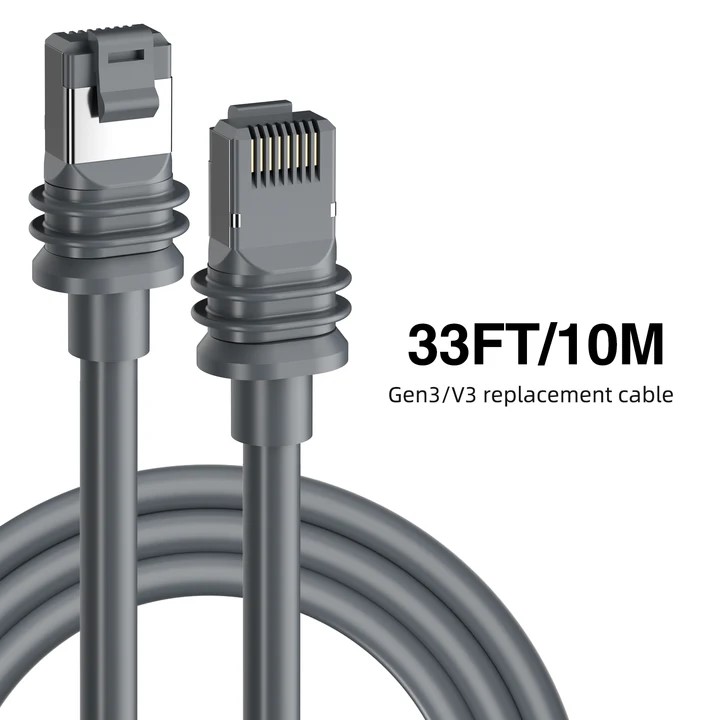 Starlink Gen 3 Cable 33ft/10 meter for Standard V3 V4 Replacement Extension Cable IP68 Waterproof Cable
