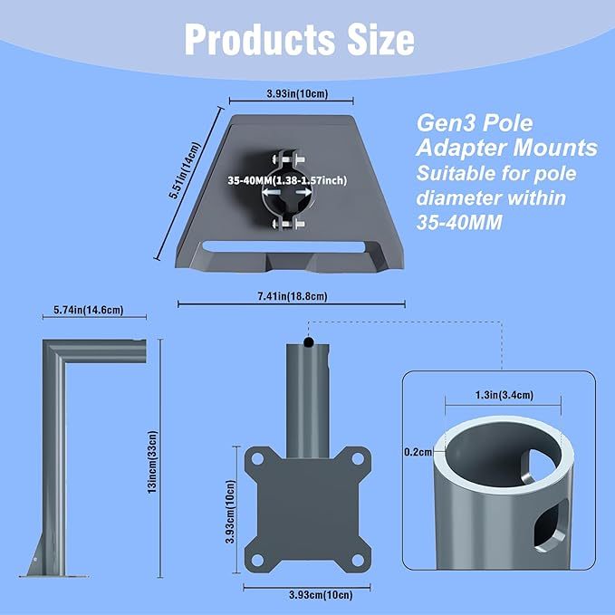 Starlink Gen 3 Mount for V3 V4 Starlink Standard Kit Dish Long Pipe Wall Mount Set Antenna Bracket Satellite Internet L Shaped Mount with Adapter