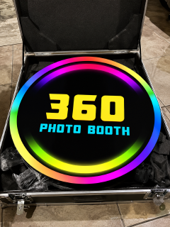 New 360 Photo Booth Videography Machine Platform for Parties with RGB Lights, Software APP Remote Automatic 360° Spin Camera Booth 450KG Load 5-7 People - 115cm Diameter