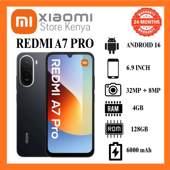 [New Arrival] Xiaomi Redmi A7Pro 128GB + 4GB 6.9 inch 120Hz LCD Display (32+8)MP Camera Android16 6000mAh battery 15w Fast Charge Dual Sim Side Fingerprint Smartphone