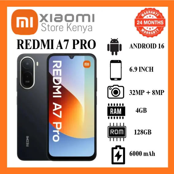 [New Arrival] Xiaomi Redmi A7Pro 128GB + 4GB 6.9 inch 120Hz LCD Display (32+8)MP Camera Android16 6000mAh battery 15w Fast Charge Dual Sim Side Fingerprint Smartphone