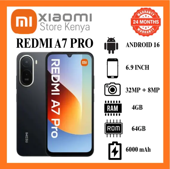 [New Arrival] Xiaomi Redmi A7Pro 64GB + 4GB 6.9 inch 120Hz LCD Display (32+8)MP Camera Android 16 6000mAh battery 15w Charge Dual Sim Side Fingerprint Smartphone