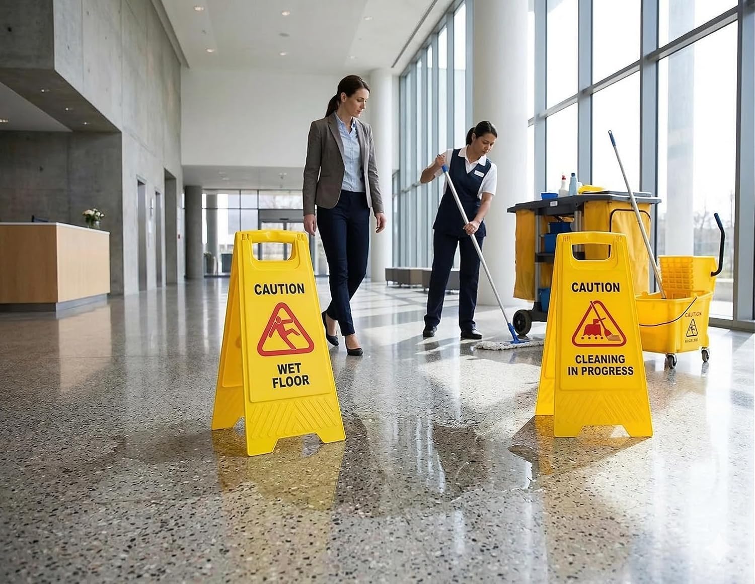 Professional Foldable Cleaning in Progress Caution Sign, High Visibility Portable Safety Warning Standing Board, Lightweight Cautionary Sign Stand Warning Sign for Home, Office & Commercial Use