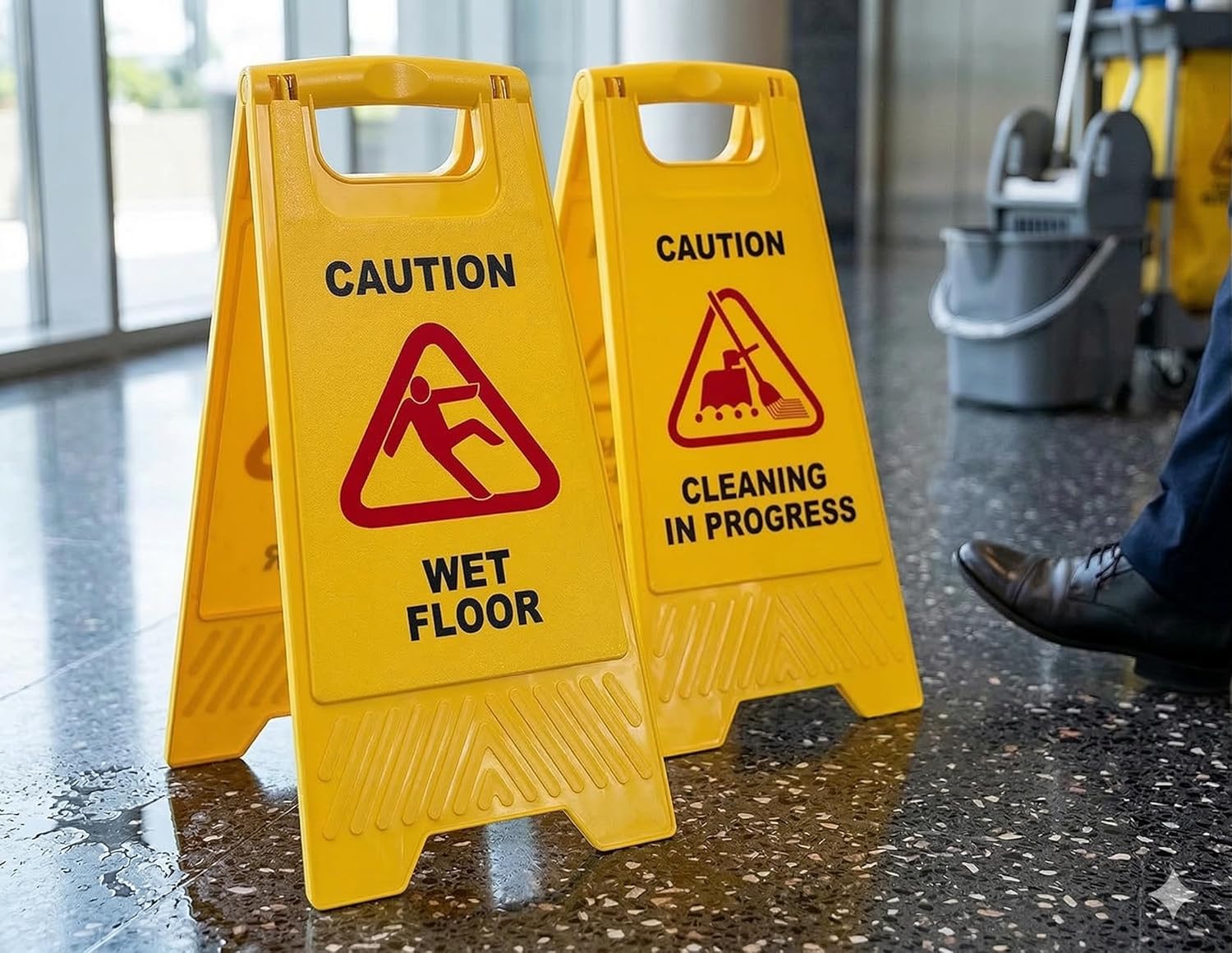 Professional Foldable Wet Floor Caution Sign, High Visibility Portable Safety Warning Standing Board, Lightweight Cautionary Sign Stand Warning Sign for Home, Office & Commercial Use