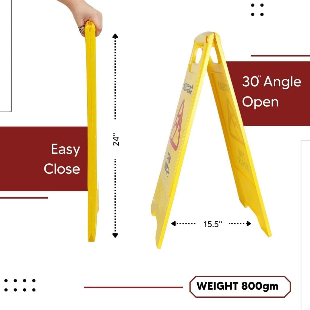 Professional Foldable Wet Floor Caution Sign, High Visibility Portable Safety Warning Standing Board, Lightweight Cautionary Sign Stand Warning Sign for Home, Office & Commercial Use