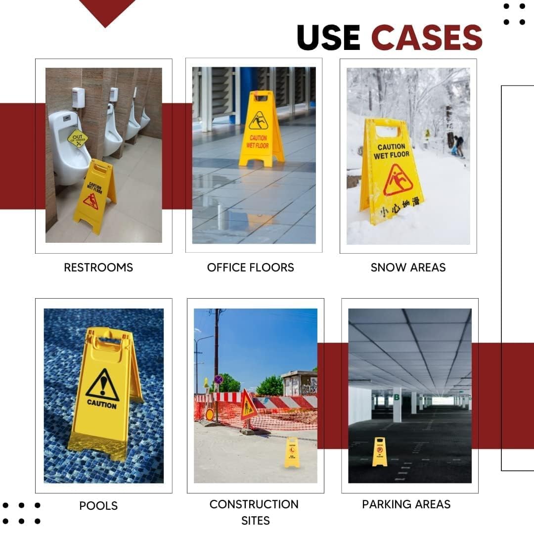 Professional Foldable Cleaning in Progress Caution Sign, High Visibility Portable Safety Warning Standing Board, Lightweight Cautionary Sign Stand Warning Sign for Home, Office & Commercial Use