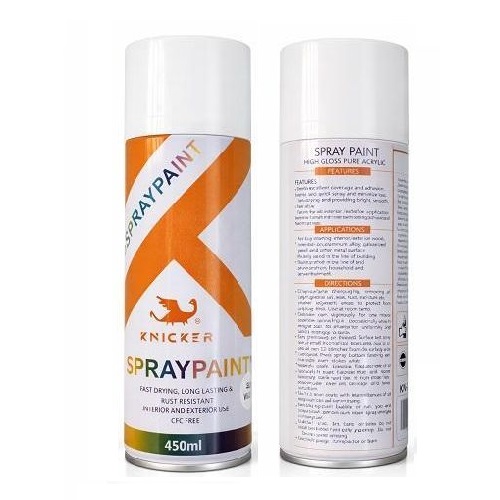 Knickers Multi-Purpose High Quality White Spray Paint 450ml Quick Dry, Rust Resistant, Long Lasting & Smooth Finish