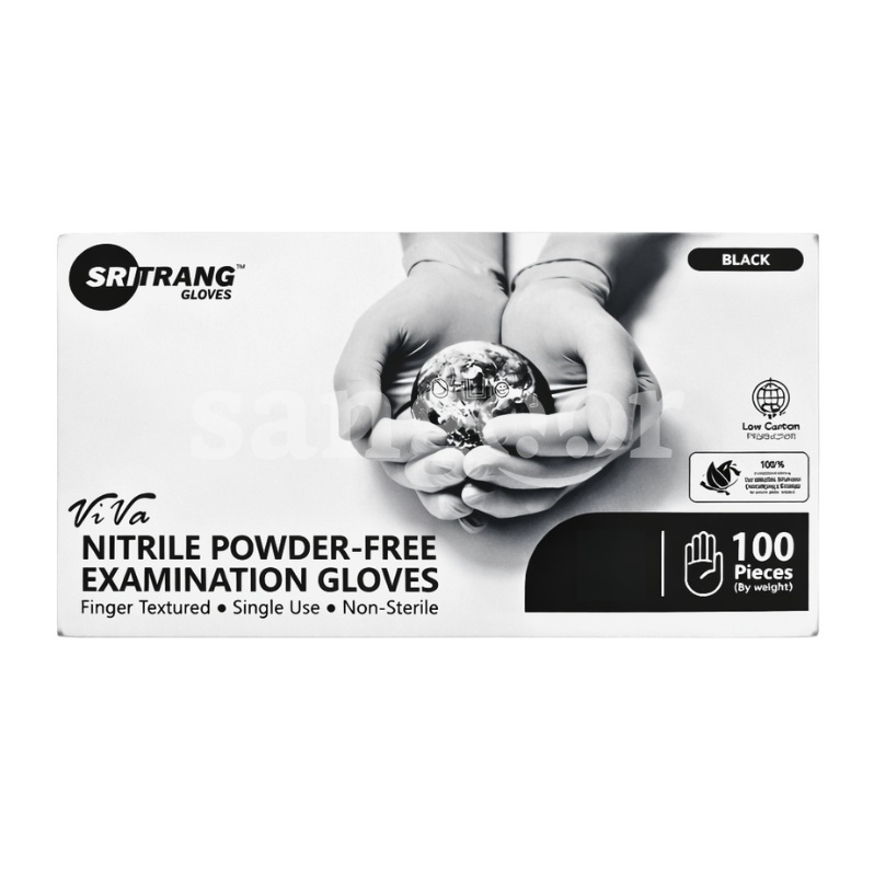 Black Nitrile gloves Nitrile Gloves Powder-Free Medical Grade Examination Gloves 3.5gsm.Sri Trang gloves are comfortable and easy to wear.Suitable for non-sterile medical applications.