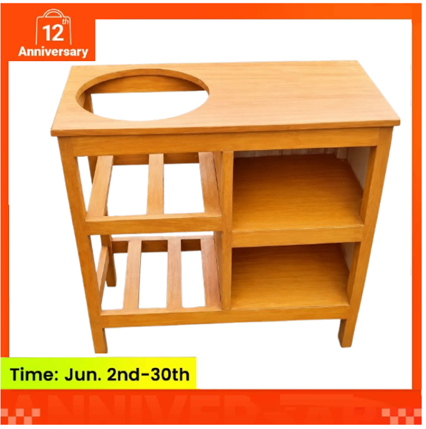 Modern strong and classic kitchen table,Wooden strong Kitchen table with racks. suitable for 6KG cooking Meko.as picture