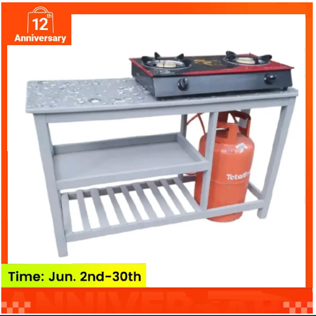 LargeModern strong and classic kitchen table,Wooden strong Kitchen table with racks. suitable for 6KG cooking Meko.as picture
