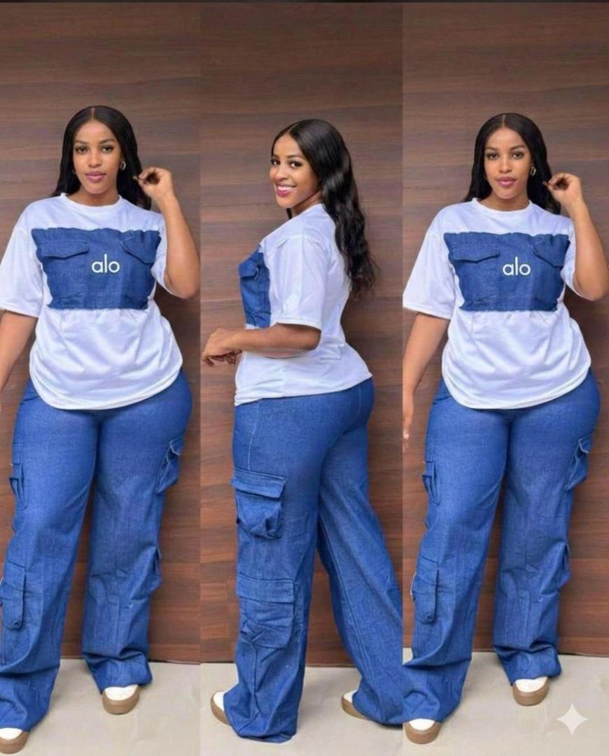 Fashion Women Two Piece Outfit Set Short Sleeve Top and Trousers Casual Matching Clothes Elegant Comfortable Wear for Ladies Teen Girls Travel Shopping Generic