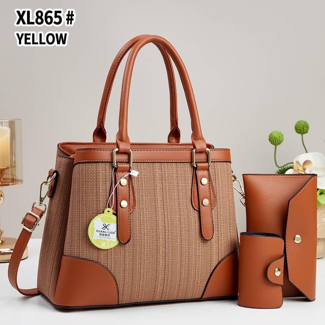 Elegant 3-in-1 yellow Ladies Handbag Set – Classy, Spacious & Stylish