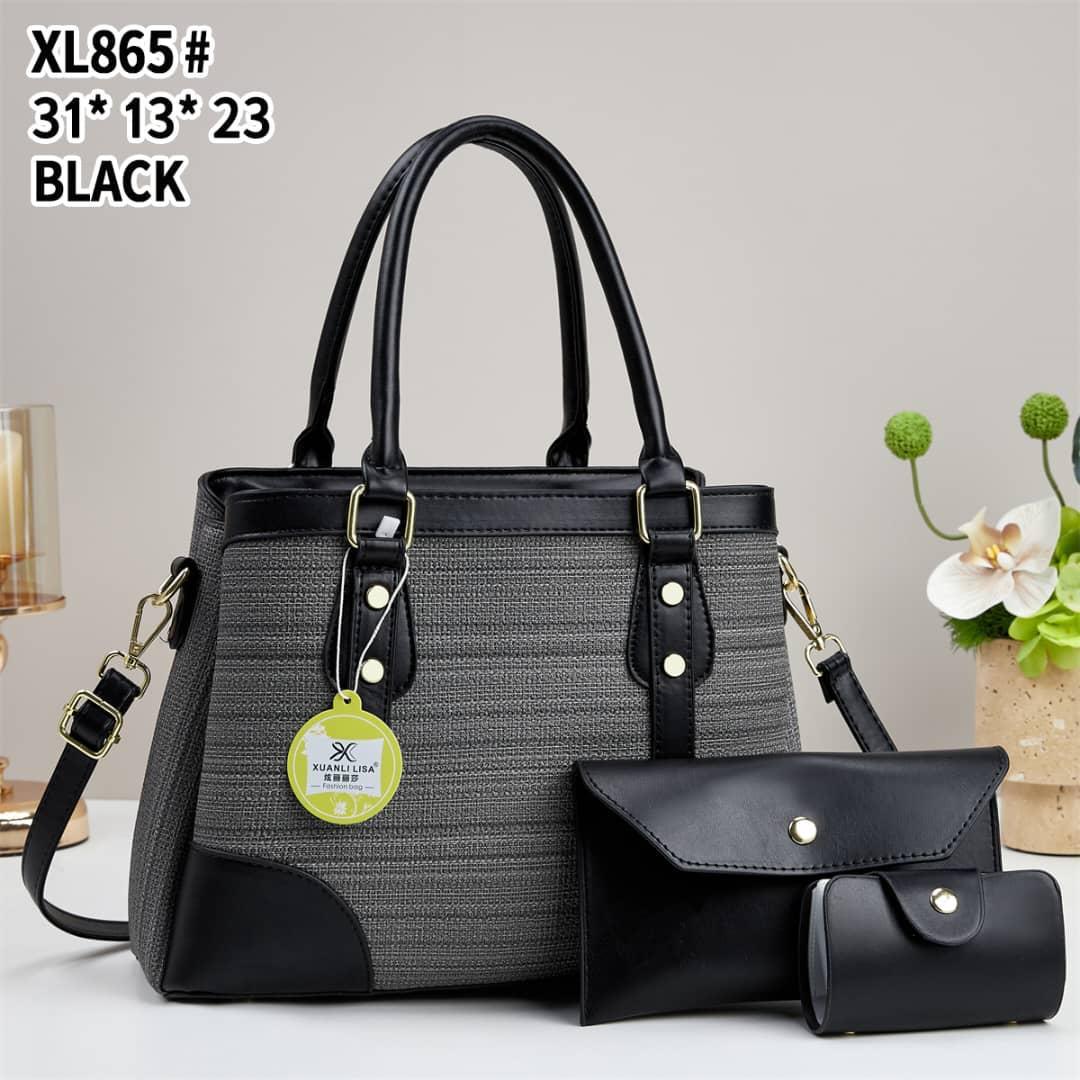 Elegant 3-in-1 black Ladies Handbag Set – Classy, Spacious & Stylish