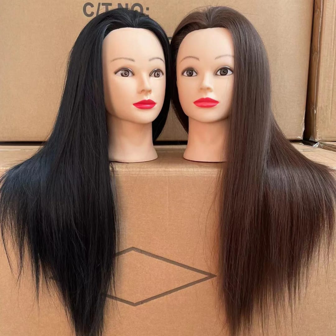 Semi Human Salon Training Mannequin Head Classic Cosmetology Practice Head  Hair Training Mannequin Elite Salon Practice Mannequin Head Beauty School Styling Mannequin (Brown/Black)