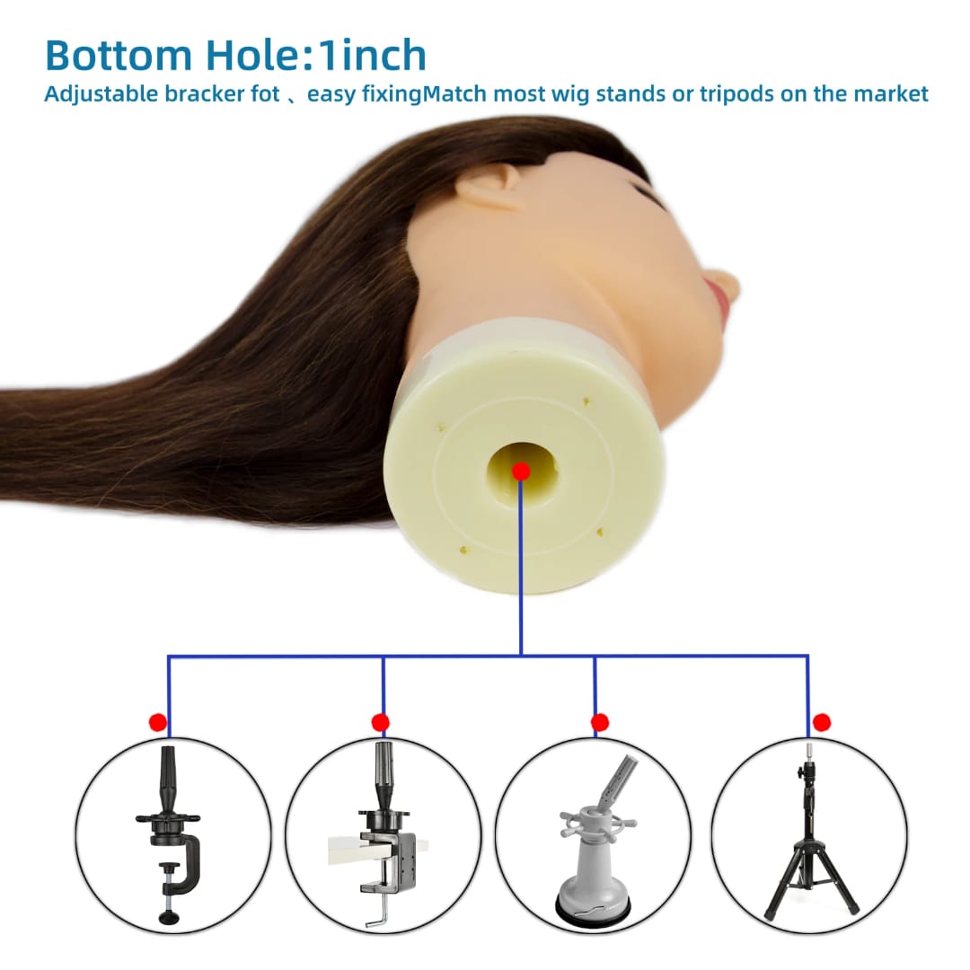 Semi Human Salon Training Mannequin Head Classic Cosmetology Practice Head  Hair Training Mannequin Elite Salon Practice Mannequin Head Beauty School Styling Mannequin (Brown/Black)