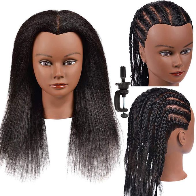 Human Hair Salon Training dummy Mannequin Head 100% Human Hair Human Hair Practice Head Human Hair Mannequin with Stand Real Hair Training Head Cosmetology Mannequin Human Hair
