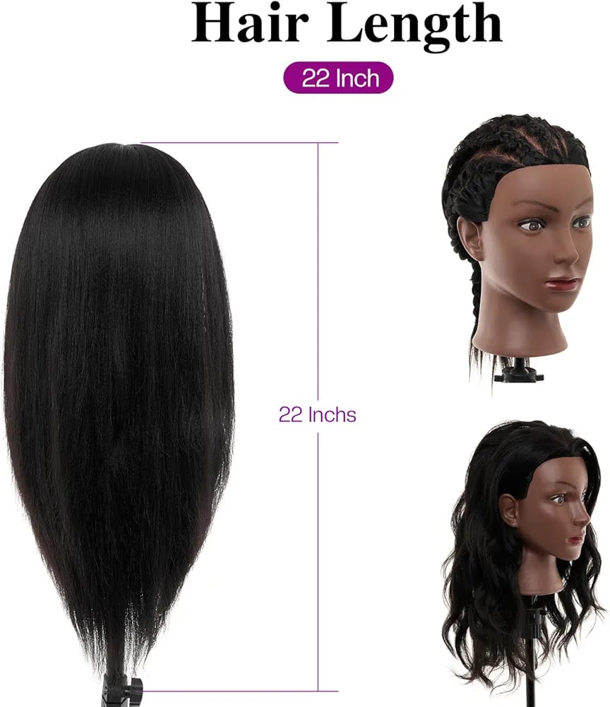 Human Hair Salon Training dummy Mannequin Head 100% Human Hair Human Hair Practice Head Human Hair Mannequin with Stand Real Hair Training Head Cosmetology Mannequin Human Hair